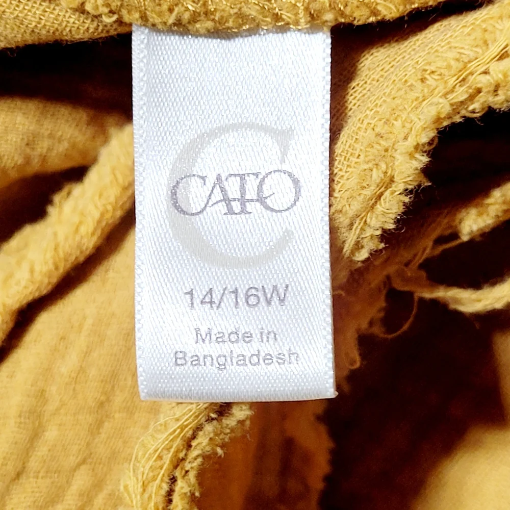CATO 100% Cotton Mustard Yellow Summer Romper Women's (14/16W)